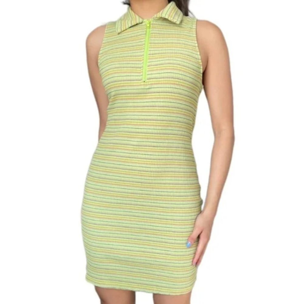 Cute Multi color / Zip neck mini dress